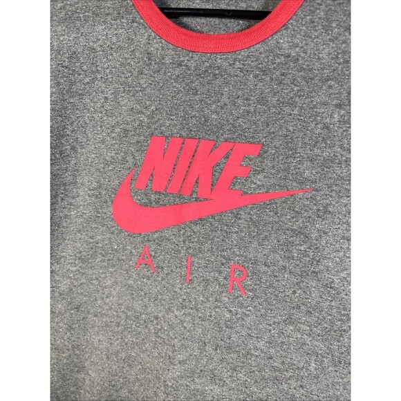 Vintage Y2k Nike Air Shirt Grey Tag Red Print Basic Ringer Style Size Large - Picture 2 of 6